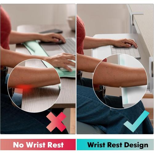 Fenge Keyboard Tray Under Desk, Pull Out Keyboard & Mouse Tray with C Clamp Mount, Sliding Keyboard Holder for Desk, 25.6 x 11.8 inch Large Slide-Out Platform Computer Drawer for Typing, White