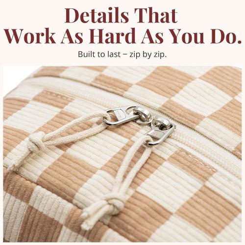 LOVELYWIND Lunch Box for Women, Insulated Lunch Bag,Beige Checkered Tote