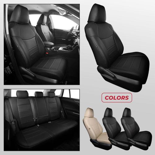 FREESOO for Toyota RAV4 Seat Covers - Custom Fit Car Seat Covers Full Set for Toyota RAV4 2025 2024-2019 LE XLE Limited XLE Premium - Luxury Waterproof Leather SUV Seat Covers - Black