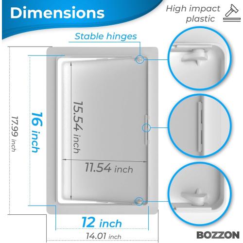 Access Panel for Drywall - 12 x 16 inch - Wall Hole Cover - Access Door - Plumbing Access Panel for Drywall - Heavy Durable Plastic White