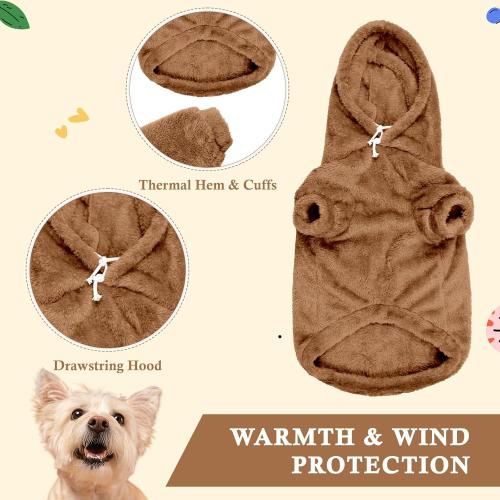 Dog Sweater,Dog Hoodies,Warm Fuzzy Fleece Sweatshirt with Hood & Pocket,Leash Hole,Cozy Cold Weather Pet Clothes Pet Sweater for Small,Medium,and Large Dogs(Coffee,XL)