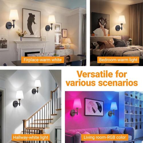 Nekhung Battery Operated Wall Sconce, Peel and Stick Sconces Set of 2