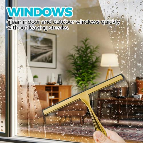 ALFLOD 12 Shower Squeegee for Glass Doors, Tile Walls, Car Windows, Gold