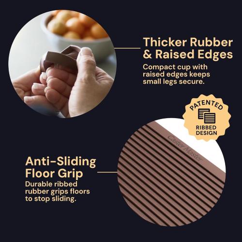 CasterMaster Non-Slip Furniture Pads for Hardwood Floors - 4 x 4 Brown Pack of 4 - Anti-Skid Rubber Caster Cups - Table Leg Protectors & Rubber Feet for Chairs