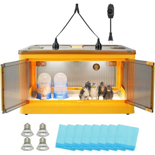 Chicken Brooder Box for Chicks, Brooder Box with Feeder and Waterer, Brooder Heater Warms up to 20 Chicks, Poultry Breeding Box Suitable for Chick Duckling Parrot Lizard (Large)