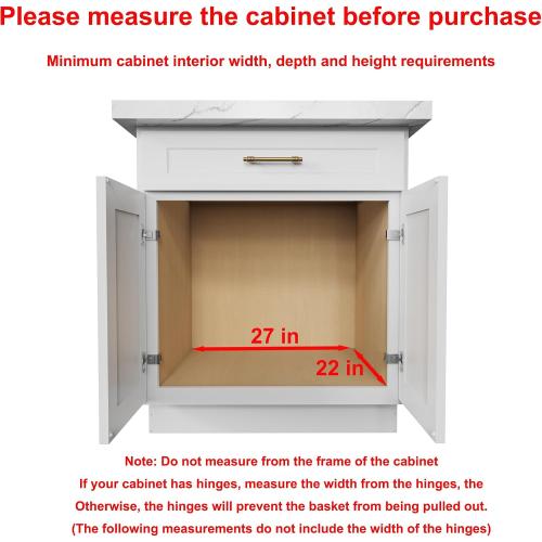 Pull Out Cabinet Organizer,Heavy-Duty Slide Out Shelf, Wood and Wire Basket, Pull Out Drawer for for Kitchen Under Sink Space, Pantry, Bathroom, 2 Tie 26 * 21 in