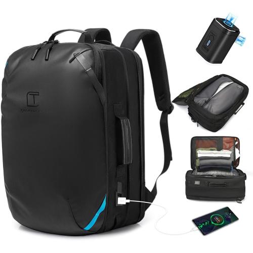 TANGCORLE Vacuum Compression Backpack with Pump, Extra Large Capacity Expandable Travel Backpack, Water Resistant Laptop Backpack with USB Charging Port for Men & Women
