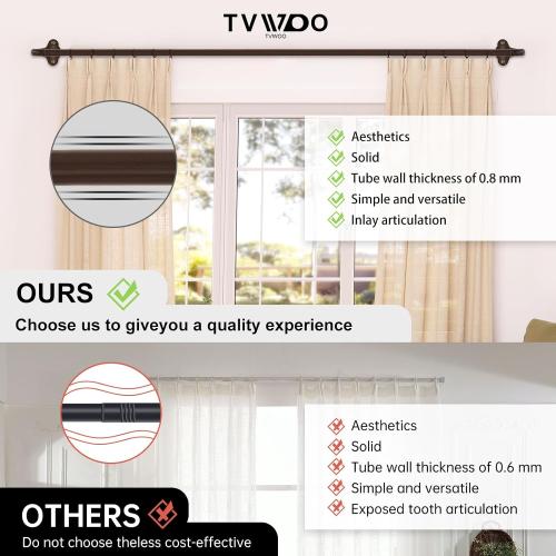 Bronze Wrap Around Curtain Rods:5/8 Inch Blackout Adjustable Window Curtain Rod for Bedroom Kitchen Apartment Renter Friendly,Room Darkening Curved Drapery Rods Easy Install,Antique Brown 28-48
