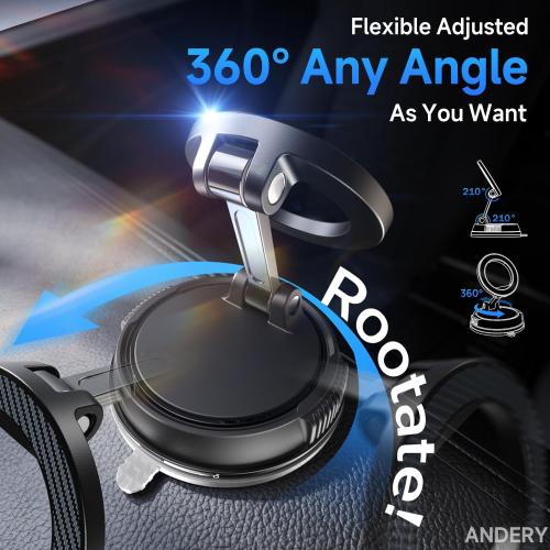 ANDERY Car Phone Holder for Magsafe [78 LBS Strongest Suction & 2400gf Strongest Magnetic] 360° Adjustable Car Phone Mount, Phone Holders for Your Car for iPhone 17-12 Pro Max Air Plus (Carbon Fiber)