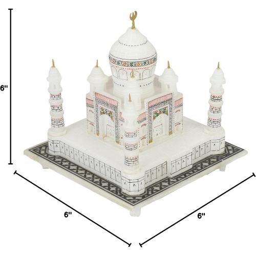 Carry Me Indian White Marble Handmade Agra Taj Mahal Replica Model with Colourful Painting