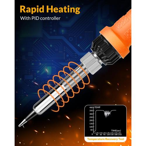 Soldering Iron Kit, 100W High Power Soldering Iron, Fast Heating, Digital Display Temperature Control Accurate 356°F-896°F, Portable Soldering Kit with Protective Cap, Automatic Sleep Mode