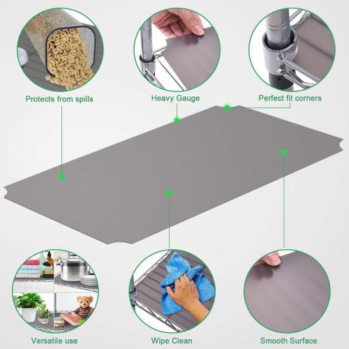 Set of 5 Size 18x48 Color grey Wire Shelf Liner 18 x 48 Value Pack of 5 Flat Heavy Duty Waterproof Non-Adhesive Industrial Strength Plastic Mats for Tier Shelving Unit, Gray
