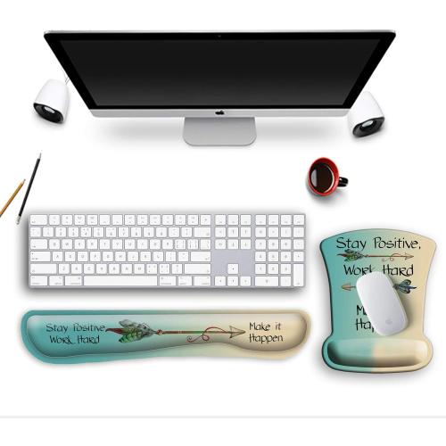 Mouse Pad Wrist Support Keyboard Wrist Rest Pad Ergonomic Mousepad Non-Slip Memory Foam Keyboard Pad Easy Typing Pain Relief Perfect for PC Laptop Gaming Office, Inspirational Quote