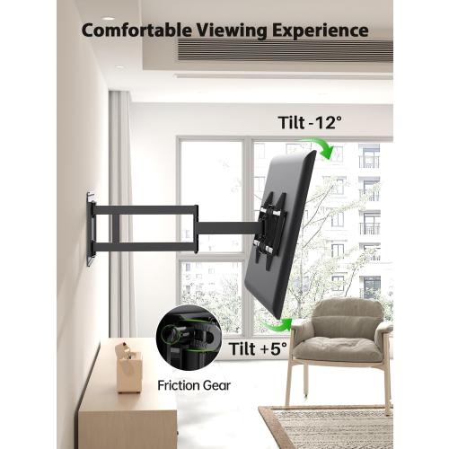 USX Mount Long Arm TV Wall Mount for Most 42-90 inch Television 40 Inch Extension Full Motion TV Mount，Wall Mount Bracket with 90°Swivel Up to 150lbs Fits 16” 18” 20” 24” Stud VESA 800x400mm