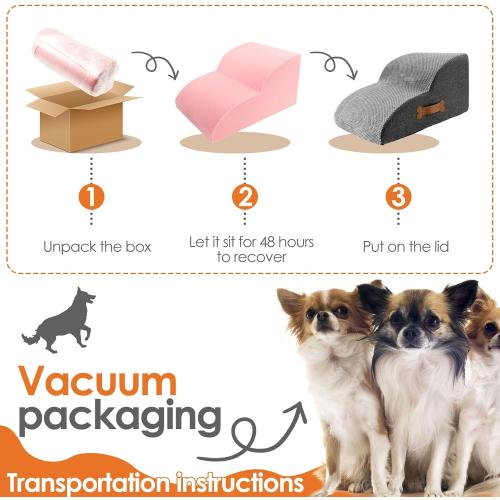 Cat/Dog Ramp Stair Stable, 2/3 Step Small Dog Stair Safe Sponge Filling Pet Ladder Ramp, Nonslip Bottom for Cat Puppy Pet,Stairs for High Beds and Couch,Indoor Steps(2 Step)