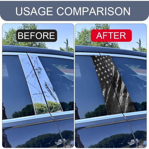 2PCS B Pillar Sticker Decal, Gloss Vinyl Decal Set, Waterproof USA Flag Personalized Vehicle Door Window Pillar Decals, Car American Flag Vinyl Wrap for Side Door Trim Decoration (Style B)