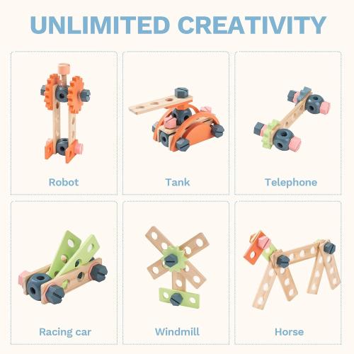 Toywood Large Wooden Play Tool Workbench Set for Kids Toddlers, Construction Workshop Tool Bench Toys Gift, Multicolor