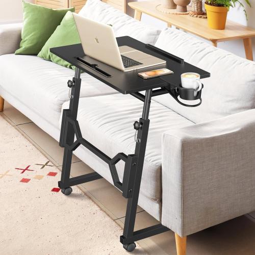 Small Standing Desk with Wheels, Portable Treadmill Desk, Rolling Desk Adjustable Height for Laptop, Mobile Standing Table for Walking Pad, Bedside Table