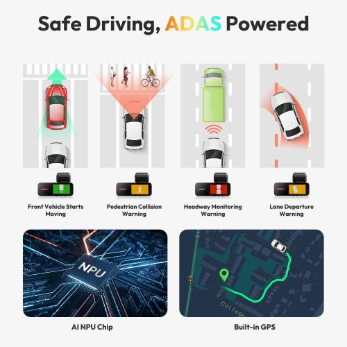 BOTSLAB 4K Dash Cam Front and Rear, 170° Ultra Wide 4K 2K Dashcam with ADAS, Night Vision, 24/7 Parking Mode, Sony STARVIS Sensor, WDR, Free 64GB SD Card, 5.8GHz WiFi, Built-in GPS, Loop Recording