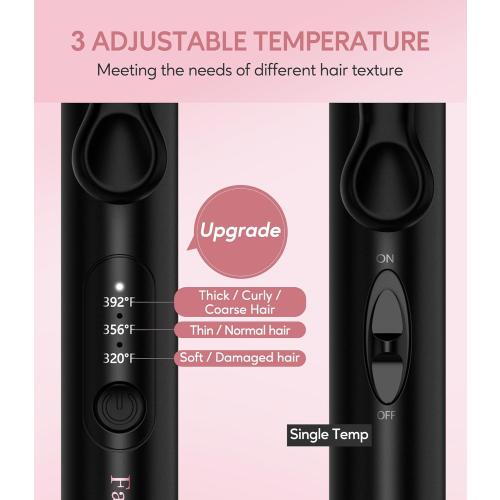 Farery Mini 3 Barrel Hair Waver - Portable Beach Wave Curling Iron for Short Hair, 1/2 Inch Ceramic Crimper with 3 Temp Settings & 30s Fast Heating, Dual Voltage Travel Hair Waver for Women, Pink