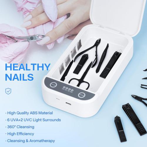 ALLGLLAM Multifunctional Cleaning Box, Portable USB Cleaning Box for Nail Manicure Make Up Tools,Jewelry,Tattoo Supplies Cleaning
