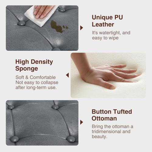 Size 51 Color Grey Large Storage Bench, 51-Inch Ottoman for Bedroom End of Bed, 30 Gallons Faux Leather Bench for Bedroom, Living Room, Entryway, Hallway, Grey