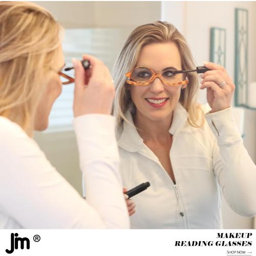 JM 2 Pairs Makeup Reading Glasses Magnifying Flip Down Cosmetic Readers for Women with Spring Hinge  3.0