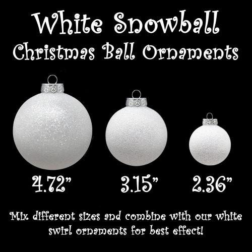 SLEETLY White Christmas Tree Holiday Xmas Decorations for Christmas - Farmhouse Holiday Ball Ornaments, Large Shatterpoof Plastic 3.15 inch Glitter Snowballs, Ornament Set of 12