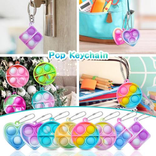 ONKULL Pop Fidget Keychain 30 Pack ,Mini Fidget Toys Bulk ,Sensory Toys for Kids ,Party Favors for Kids 4-8,8-12 Year ,Back to School Gifts for Classroom ,Birthday Goodie Bags Stuffers