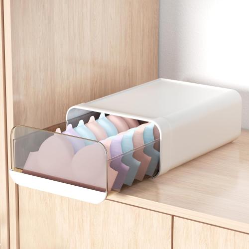Underwear Organizer Drawer, 1 Cell Plastic Sock Underwear Storage Drawer, Stackable Closet Organizers and Storage Box for Bras, Socks, Scarves, Ties, Belt (King Size-White, 1 Pcs)