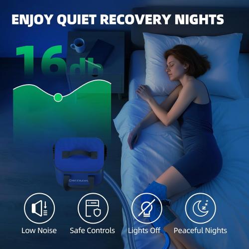 Cold Therapy Machine for Knee Replacement - Portable Ice Machine with Timer, 12Hrs Cooling, 3 Speeds for Pain Relief (Blue)- Ice Therapy Knee/Joints/Ankle/Muscle/Shoulder