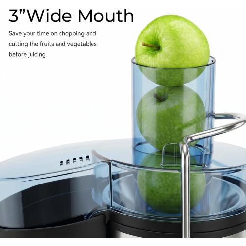 Juicer Machine, 800W Centrifugal Juicer for Whole Fruits and Vegetables,3 Inch Wide Feed Chute, Easy to Clean, Silver