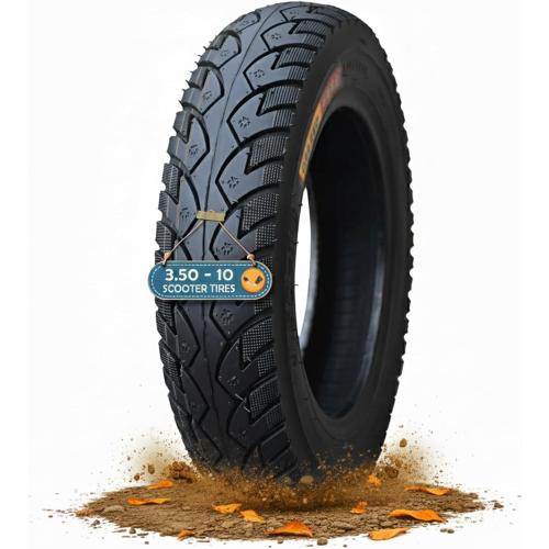 3.50-10 Bike Tire with Dog Paw-Like Depression Anti-Edge Skid Tread 3.50 10 Tubeless Street llantas with Valve Stem, Thickened Wear-Resistant Anti-Skid Pneu 3.5-10 51G 4 P.R. 250KPA Neumaticos