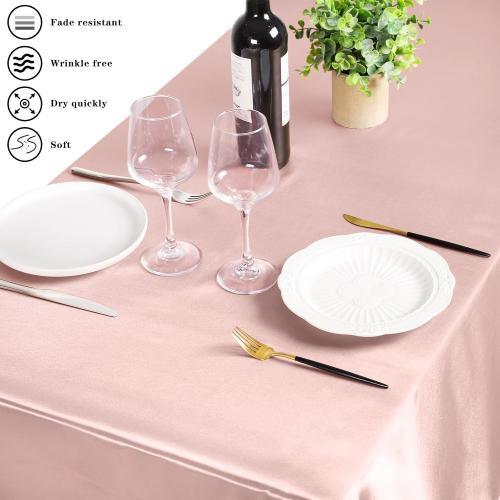 MCEAST Satin Tablecloth 102 x 58 Inches Rectangular Table Overlay Cover Bright Silk Tablecloth Smooth Fabric Table Decor for Wedding Banquet Decoration (Rose Gold)