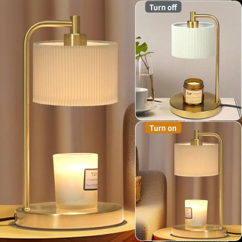 Candle Warmer Lamp with Timer, Dimmable Candle Wax Warmer Electric Candle Lamp for Scented Candles with Bulbs, Christmas Gifts House Warming Gifts Home Decor (Gold-Basic)