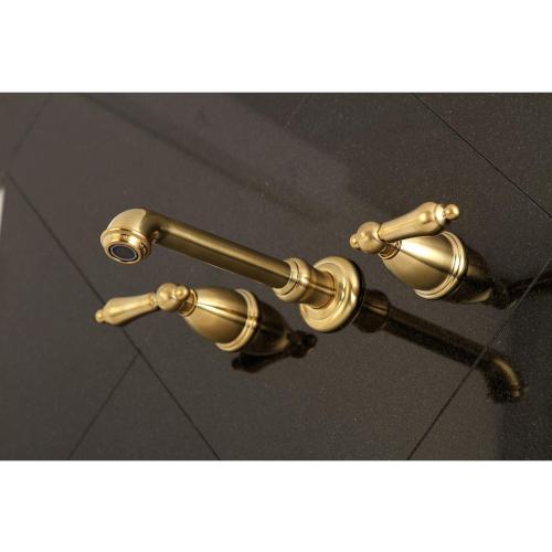 Kingston Brass KS7127AL 8-Inch Center Wall Mount Bathroom Faucet, Brushed Brass