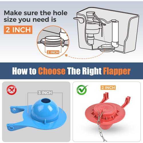 Universal Toilet Flusher Replacement Kit, Water-Saving & Height Adjustable Fill Valve, 2-Inch Flapper, Toilet Handle Lever, Quiet & Anti-Siphon Toilet Repair Kit Inside Tank (Red, 1-Pack)