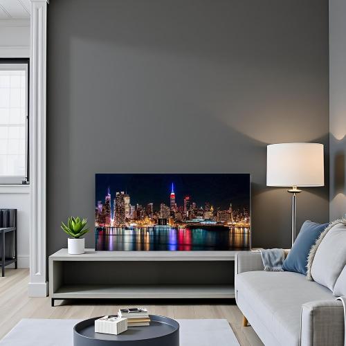 Size 10x60 Modern New York City Night Canvas Wall Art Manhattan Skyline Landscape Artwork for Living Room Home Office Wall Decor Gift Print Framed
