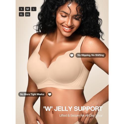 Wireless Jelly Bras for Women No Underwire with Support - S-2XL Seamless Bralettes Everyday Comfort Tshirt Padded Bra