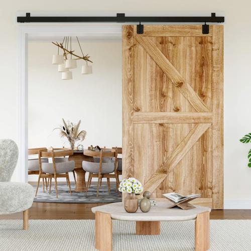 8FT Box Rail Hardware Heavy Duty Steel Sliding Barn Door Track, Wall Mount Kit, Fit Indoor and Exterior Door, Smoothly and Quietly Easy to Install