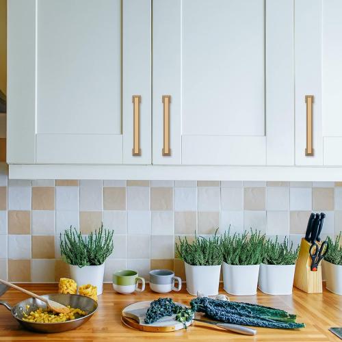 Asidrama 10 Pack 5 Inch(128mm) Champagne Bronze Kitchen Cabinet Handles Brushed Brass Cabinet Pulls Gold Kitchen Cabinet Hardware for Cupboard Drawer Pulls