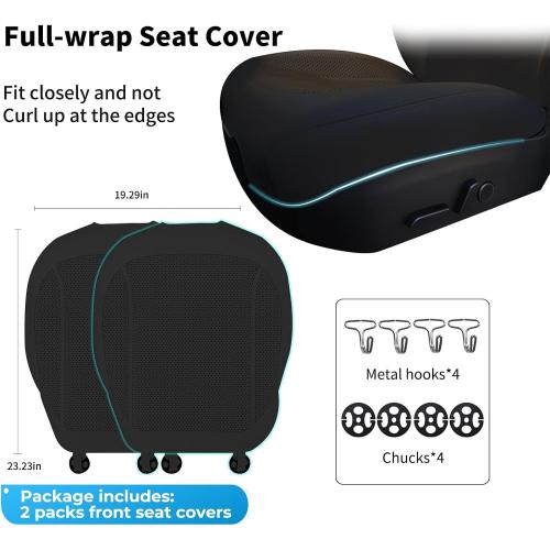 2 PCS Nappa Leather Car Front Seat Covers for 2025 2026 Tesla Model Y/3 Highland/Juniper Breathable Perforated All-Season Universal Bottom Seat Protectors for Tesla Accessories, Black