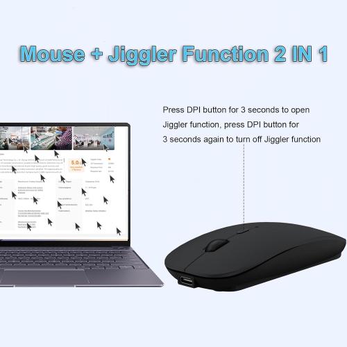 SUNGI Bluetooth Mouse for Laptop/MacBook/iPad/Android PC,Rechargable Quiet Slim Wireless Mouse with Jiggler for Windows/Linux/Tablet,Black