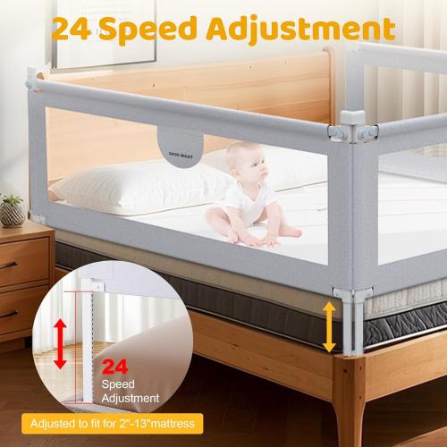 omzer Bed Rail for Toddlers - 3 Sides Safety Baby Bed Rail Guard with Child Lock, Infants Height Adjustment Queen Size Bed Rail for Toddlers,78.74X78.74X59