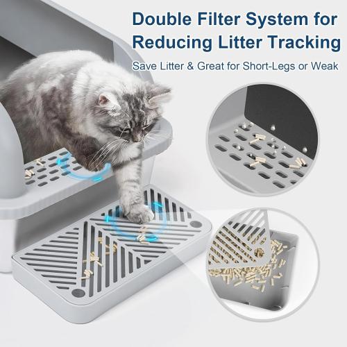 Enclosed Stainless Steel Cat Litter Box with Lid Extra Large Litter Box for Big Cats XL Metal Litter Pan Tray with High Wall Sides Enclosure, Non-Sticky, Anti-Leakage, Easy Cleaning - little damage, see the pictures