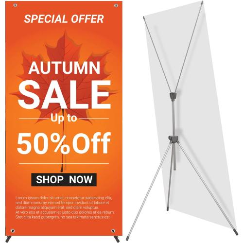 Adjustable Reinforced X Banner Stand, Fit Banner Size 23 x 63 to 32 x 78 Inches with Travel Bag