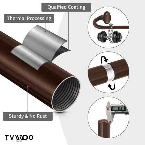 Bronze Wrap Around Curtain Rods:5/8 Inch Blackout Adjustable Window Curtain Rod for Bedroom Kitchen Apartment Renter Friendly,Room Darkening Curved Drapery Rods Easy Install,Antique Brown 28-48