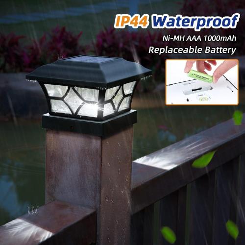 APONUO Solar Post Cap Lights 12 Pack with 1000mAh Battery - for 4x4 5x5 6x6 Fences, Larger Size & Longer Lasting, 2-Mode, IP64 Waterproof, for Fence Deck Patio Porch Yard (Black)