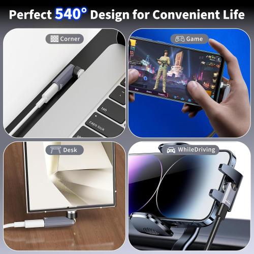 USB C Magnetic Adapter 240W(2Pack),Rotating 360° 180 Degree Magnetic Type C Port Adapter,9PIN Fast Charging for iPhone 17/16/15,MacBook Pro/Air, iPad Series, Switch,Samsung Galaxy,PS5,PSVR2 Gray