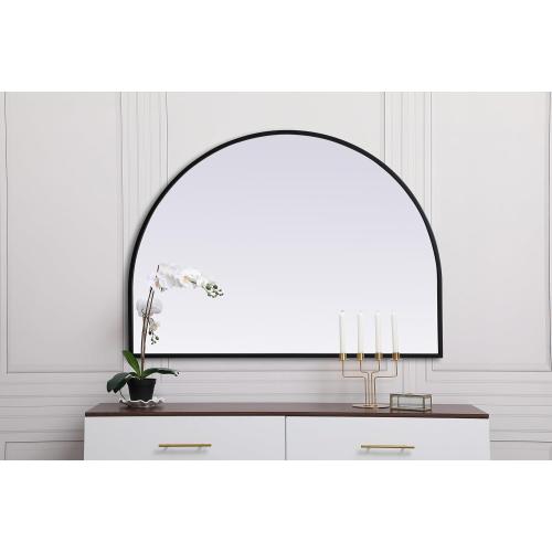 Reflection, Metal Frame Arch Mirror 26X36 Inch in, Modern, Black